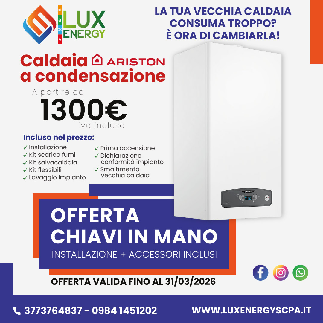 Promo LUXENERGY: Caldaia Ariston 1300€